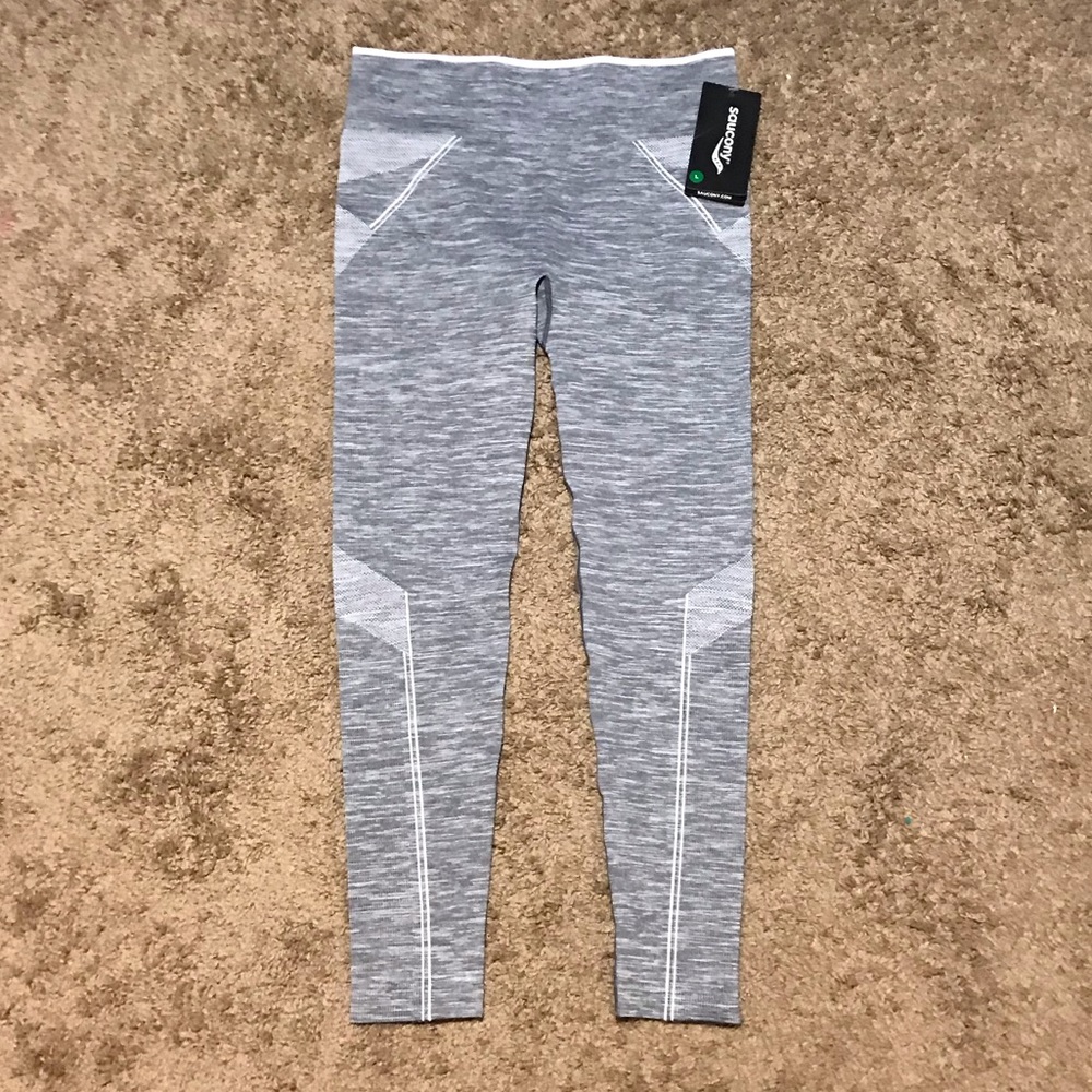 Saucony Perfect Waist Heathered Gray Leggings L